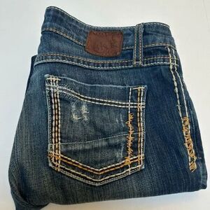 BKE Stella Stretch‎ Low Rise Denim Capri Jeans Raw Hem size 28